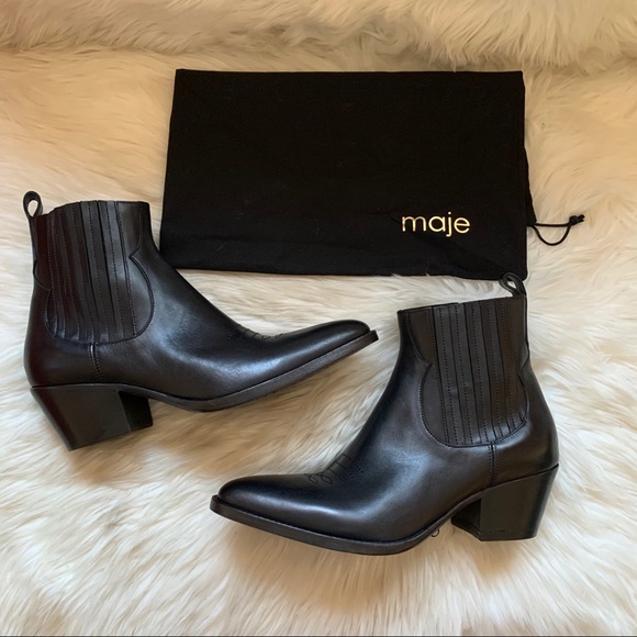 Maje Shoes - New! MAJE Farwest Leather Cowboy Ankle Boots